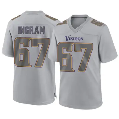 Men's Game Ed Ingram Minnesota Vikings Gray Atmosphere Fashion Jersey