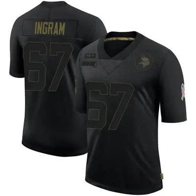 Men's Limited Ed Ingram Minnesota Vikings Black 2020 Salute To Service Jersey