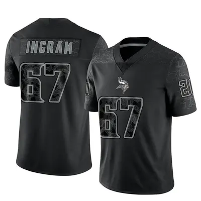 Men's Limited Ed Ingram Minnesota Vikings Black Reflective Jersey