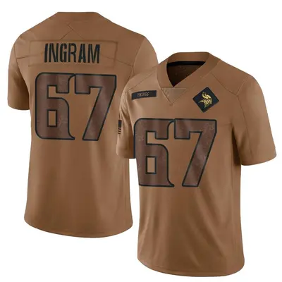 Men's Limited Ed Ingram Minnesota Vikings Brown 2023 Salute To Service Jersey