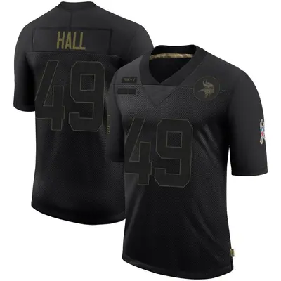 Men's Limited Justin Hall Minnesota Vikings Black 2020 Salute To Service Jersey