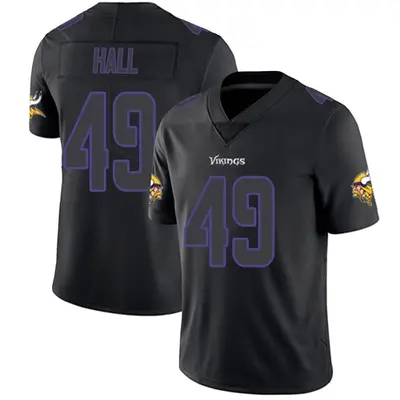 Men's Limited Justin Hall Minnesota Vikings Black Impact Jersey