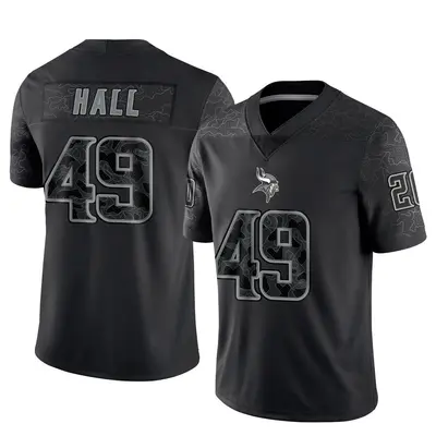 Men's Limited Justin Hall Minnesota Vikings Black Reflective Jersey