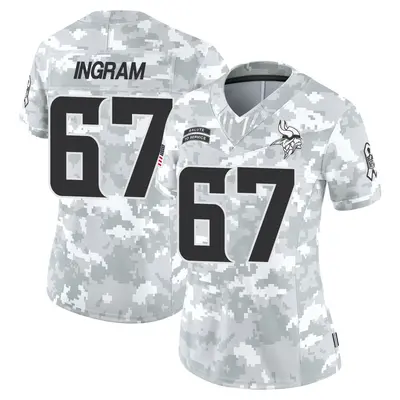 Women's Limited Ed Ingram Minnesota Vikings Arctic Camo 2024 Salute to Service Jersey