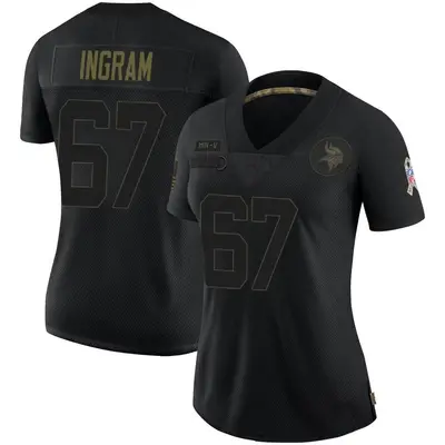 Women's Limited Ed Ingram Minnesota Vikings Black 2020 Salute To Service Jersey