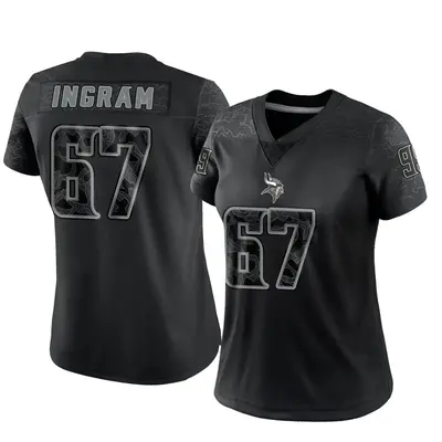 Women's Limited Ed Ingram Minnesota Vikings Black Reflective Jersey