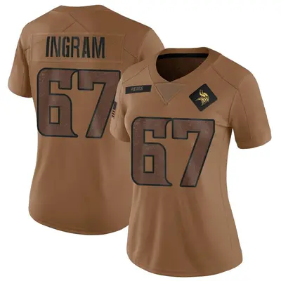 Women's Limited Ed Ingram Minnesota Vikings Brown 2023 Salute To Service Jersey