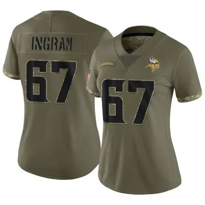 Women's Limited Ed Ingram Minnesota Vikings Olive 2022 Salute To Service Jersey