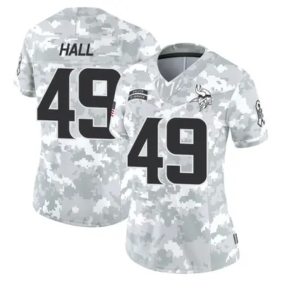 Women's Limited Justin Hall Minnesota Vikings Arctic Camo 2024 Salute to Service Jersey