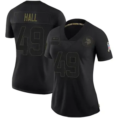 Women's Limited Justin Hall Minnesota Vikings Black 2020 Salute To Service Jersey