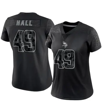 Women's Limited Justin Hall Minnesota Vikings Black Reflective Jersey