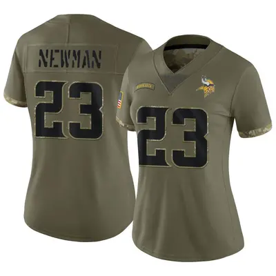 Women's Limited Terence Newman Minnesota Vikings Olive 2022 Salute To Service Jersey