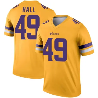 Youth Legend Justin Hall Minnesota Vikings Gold Inverted Jersey